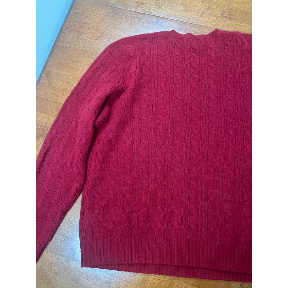 Polo Ralph Lauren Sweater Mens XL Red Cable Knit Crewneck Italian Yarn - Picture 10 of 11